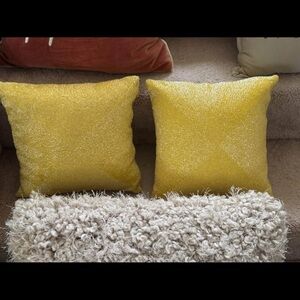 Beaded Yellow Decorative Throw Pillows